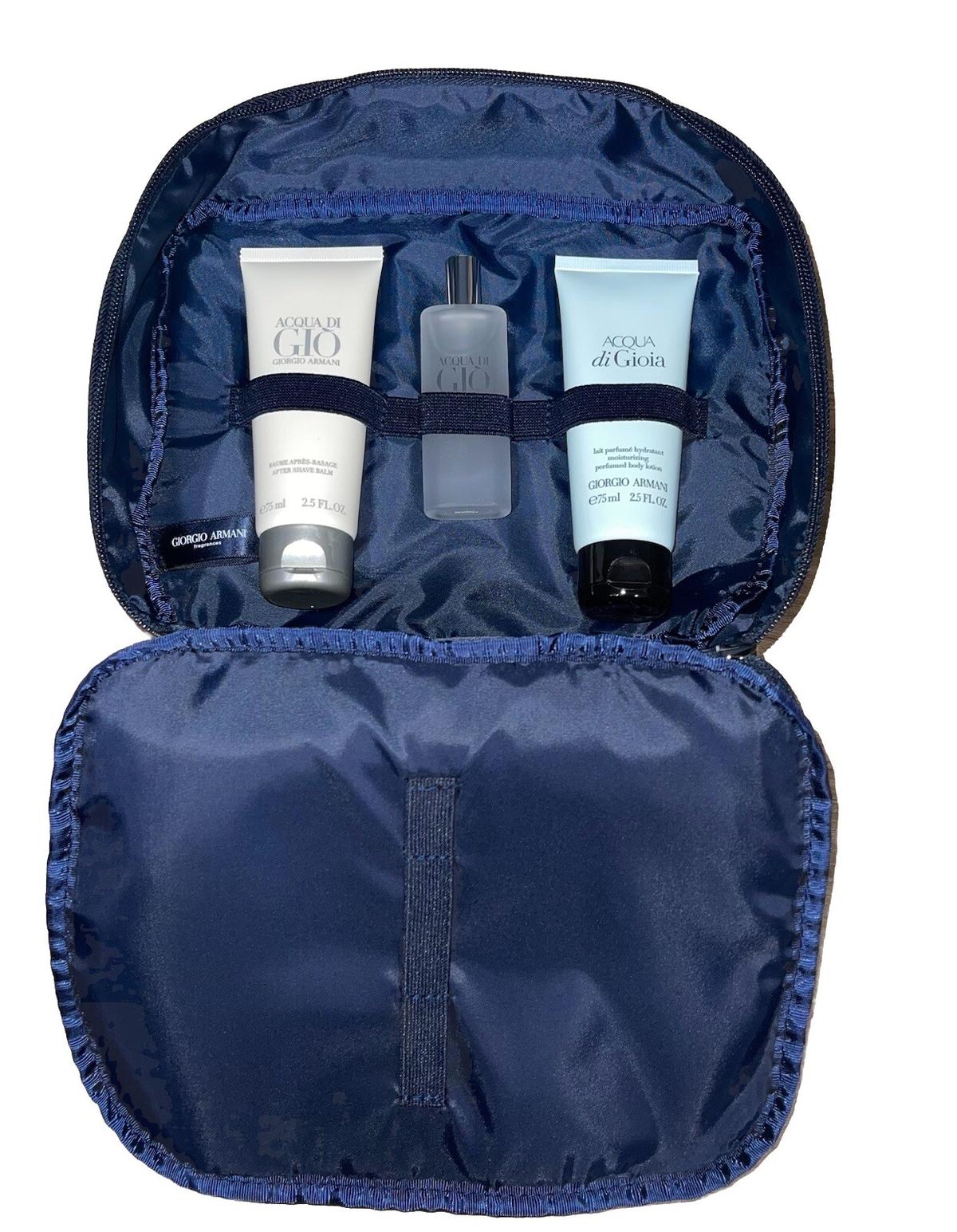 GIORGIO ARMANI Navy Blue Toiletry Bag Pouch Travel Case New Gift Set Fragrance