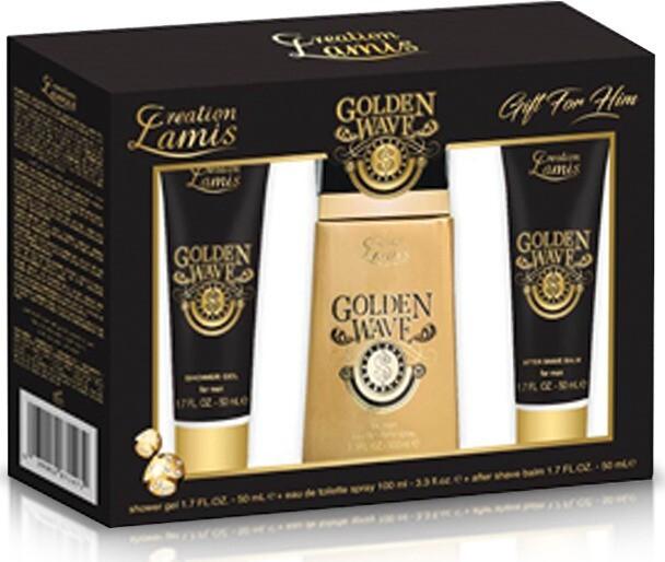 GOLDEN WAVE men's designer cologne 3 pc Gift Set by CREATION LAMIS