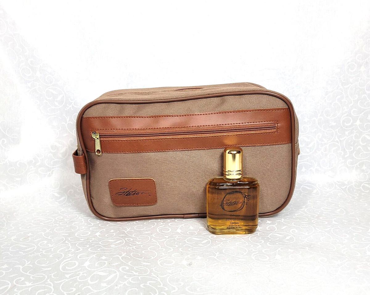 Vintage Coty Stetson For Men, 2 Piece Set   2 oz Cologne And Travel Bag NOS