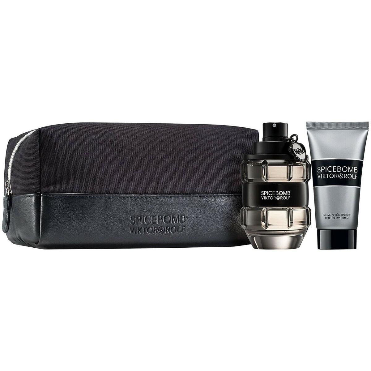 Viktor & Rolf Spicebomb 3 Pc Set Cologne 3 oz EDT + After shave + Travel Bag