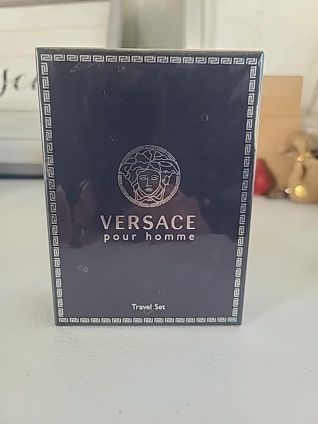 Versace Pour Homme 3.4 EDT spray+ 3.4 shampoo Mens Cologne Travel Gift Set NIB