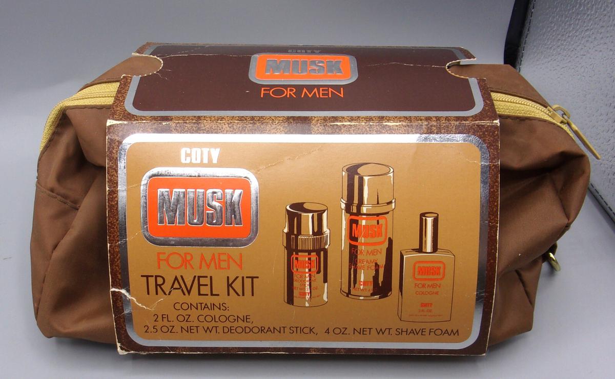 Vintage Coty Musk For Men Gift Set Travel Kit Cologne Shave Foam Deodorant