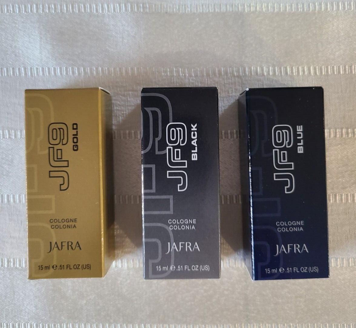 Jafra JF9 Travel Size Mens Cologne (Set of 3) 1-Gold / 1-Black / 1-Blue