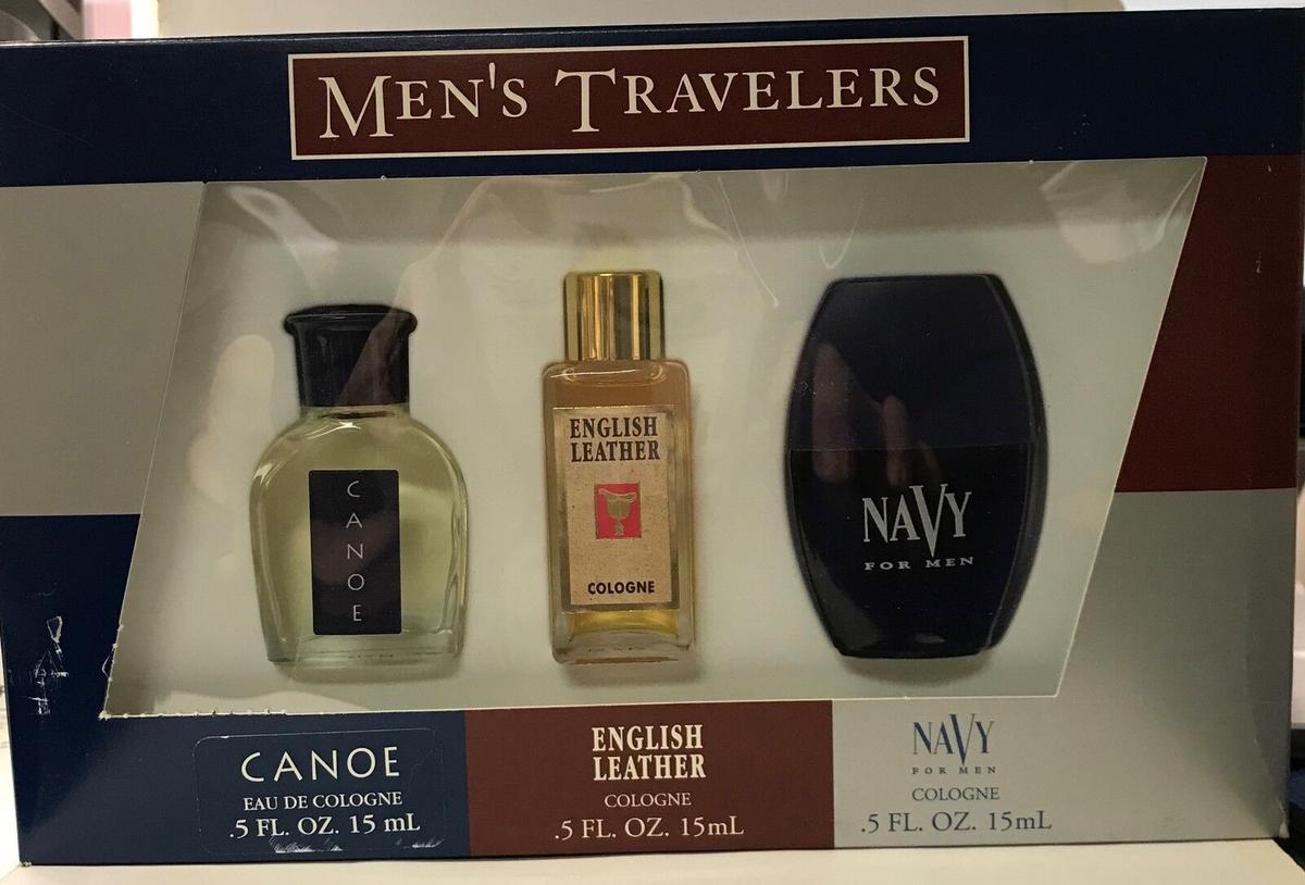 Men's Travellers Set Canoe, English Leather, Navy colognes 0.5 fl oz /15 ml each