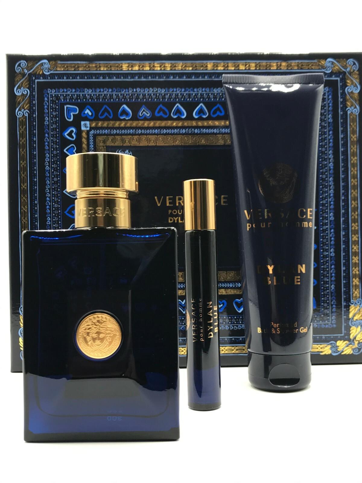 Versace Dylan Blue Men 3pc Set Cologne Spray 3.4 oz Shower Gel 5.0 Travel Spray