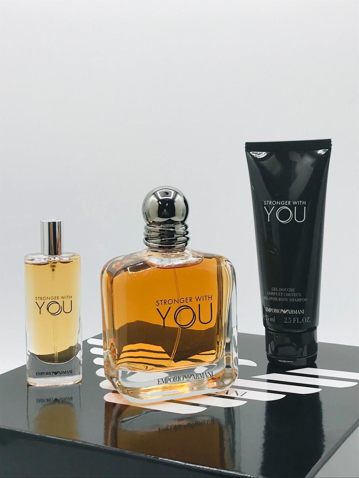 Stronger With You Men 3pc Set Cologne Spray 3.4 oz Travel Spray .5 oz Body Wash