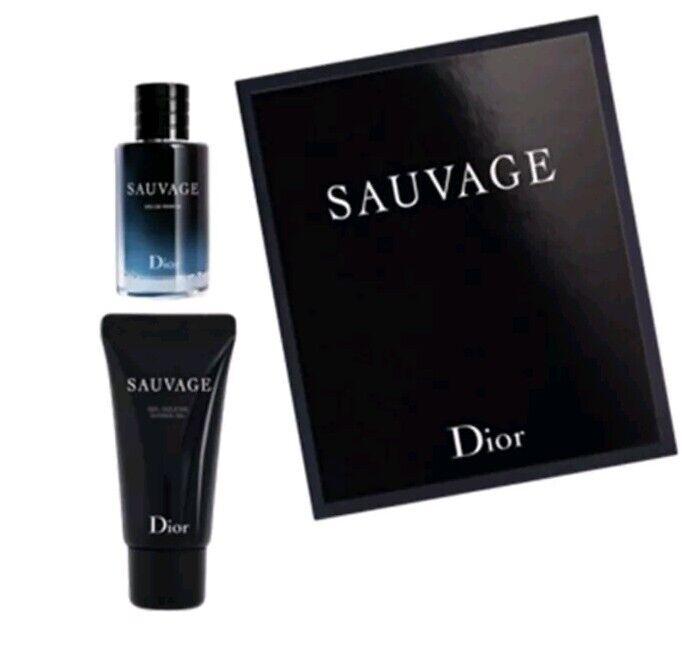 Dior Sauvage MINIATURE Eau De Parfum + Shower Gel Travel Size Set SEALED Cologne