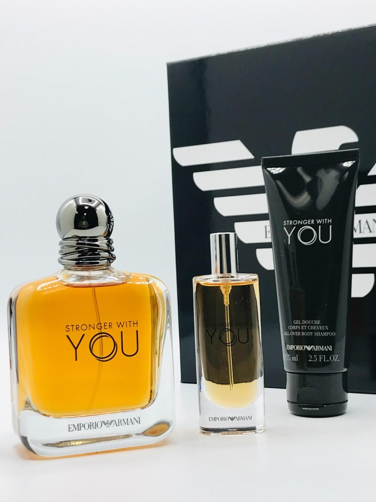 Stronger With You Men 3pc Set Cologne Spray 3.4 oz Travel Spray .5 oz Body Wash