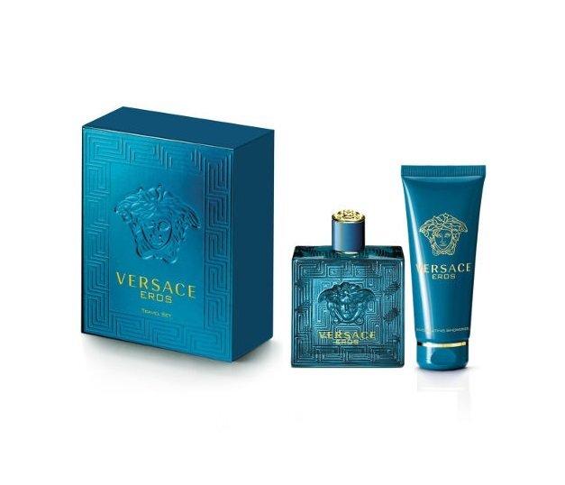 Versace Eros 3.3 oz EDT spray mens cologne + 3.4 oz shower gel Travel Set NIB