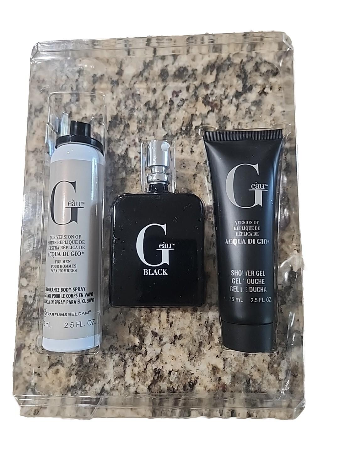 G' Eau Black ~ Men's 3 Piece Gift Set ~ Designer Version Of Acqua di Gio Profumo