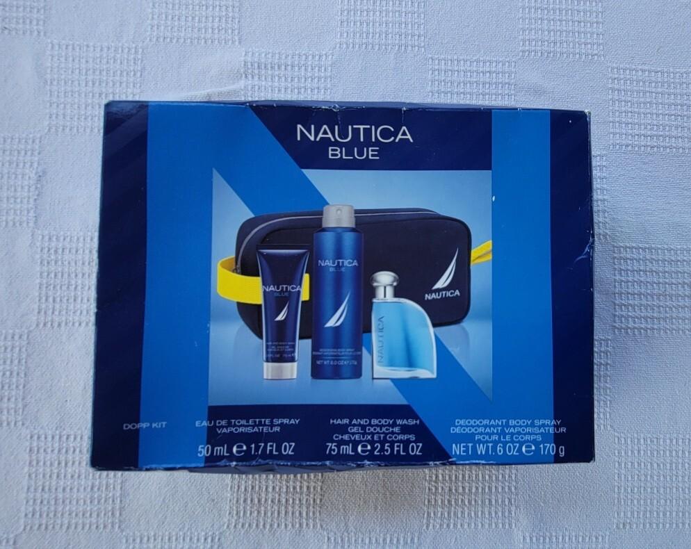 Nautica Blue Men's Dopp Kit Gift Set With Travel Toiletry Zipper Pouch W/ Handle