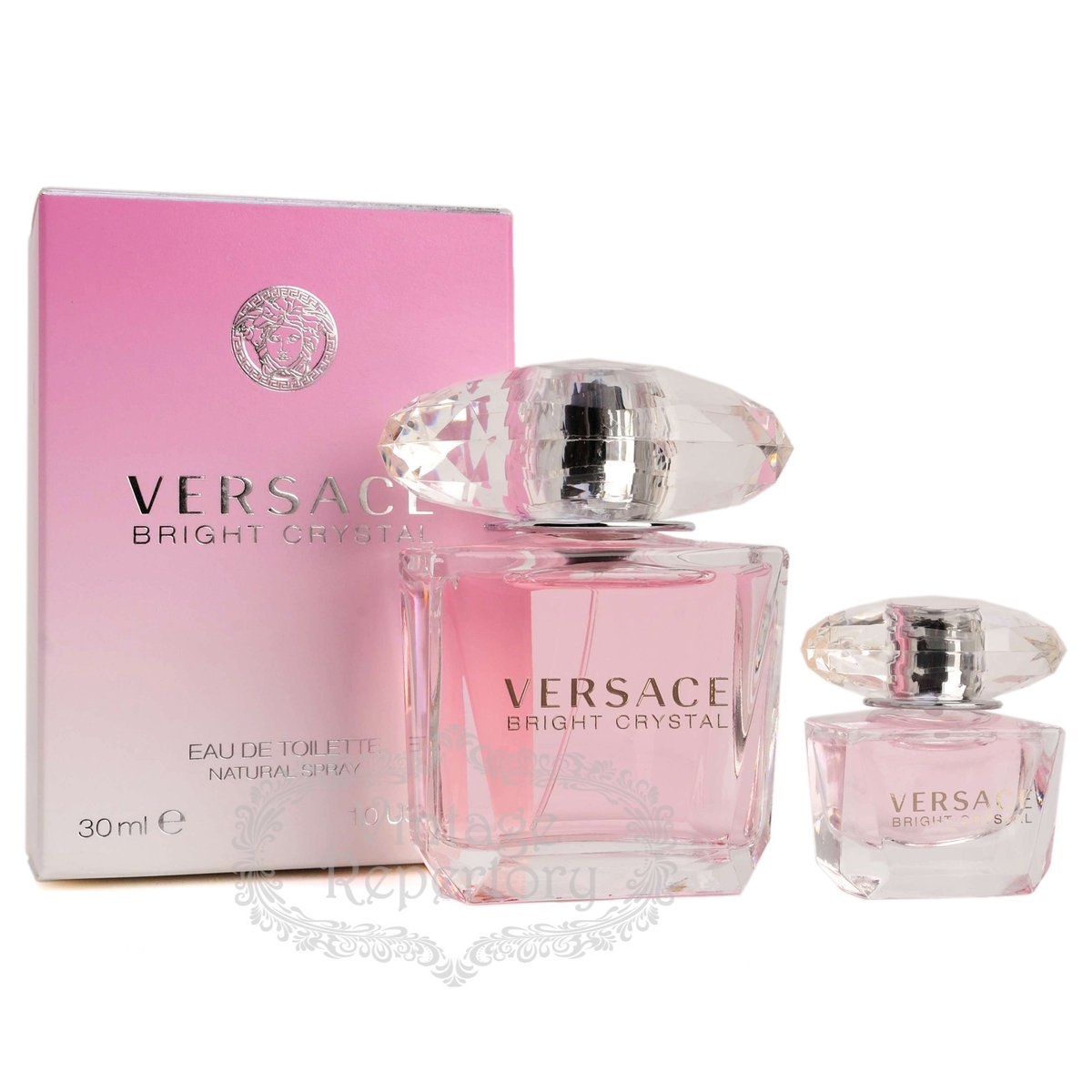 Versace Bright Crystal EDT Women Perfume Fragrance Oil 1oz + Mini Parfum Set NIB