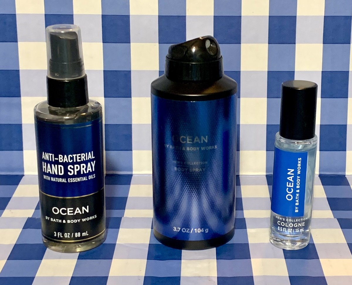 Bath & Body OCEAN MENS GIFT SET Travel Cologne, Body Spray, Hand Sanitizer Spray