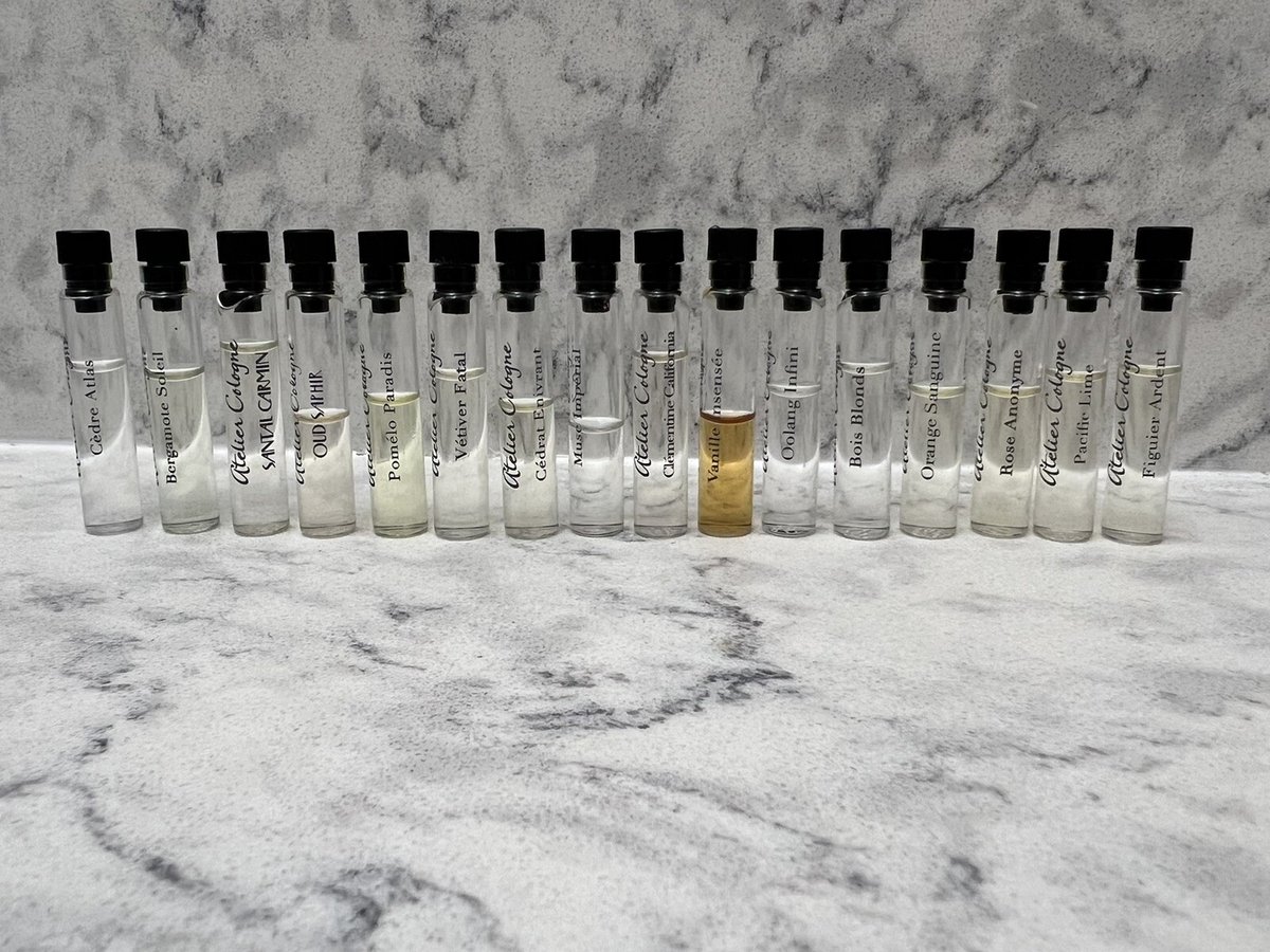 Atelier Cologne Discovery Set of 16 splash vials 0.06oz/1.7ml each, Used