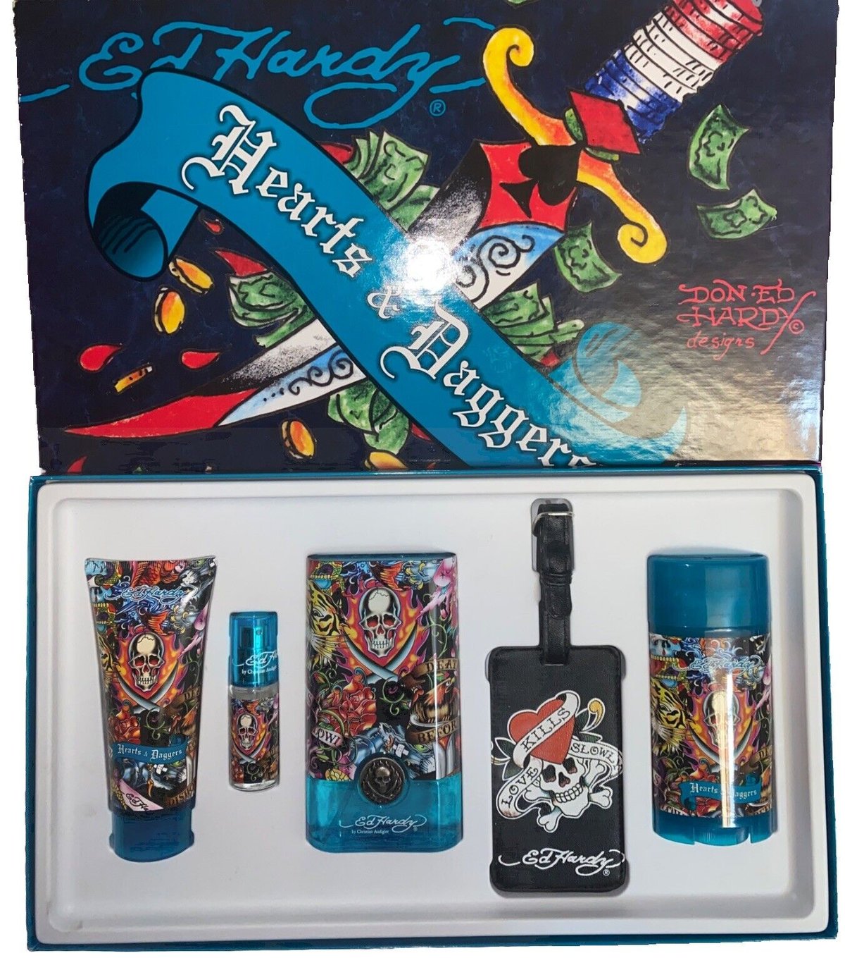 Designer Don Ed Hardy Hearts & Daggers 5 Piece Gift Set Box Discontinued NIB