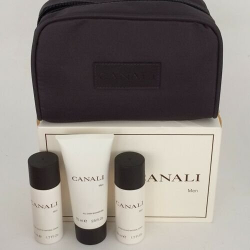 CANALI Men Cologne Travel Gift Set:1.7 oz EDT Spray +1.7 After Shave +2.5 oz Sg